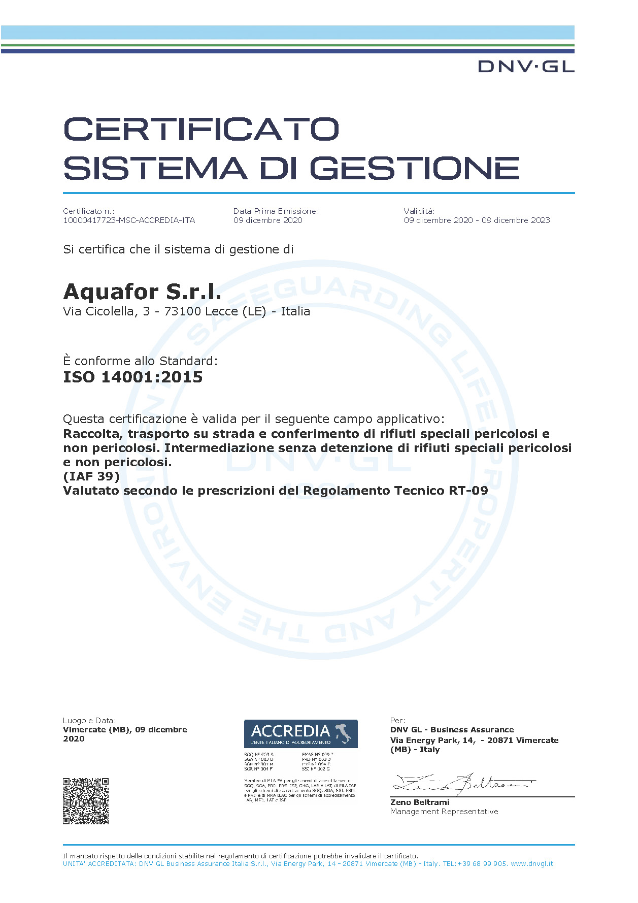 Certificazione ISO-14001